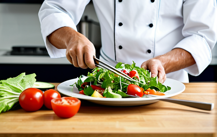 양식조리 실습에서 자주 하는 실수 - **Prompt:** A professional chef in a clean, modern kitchen, fully clothed in a chef's uniform, prepa...