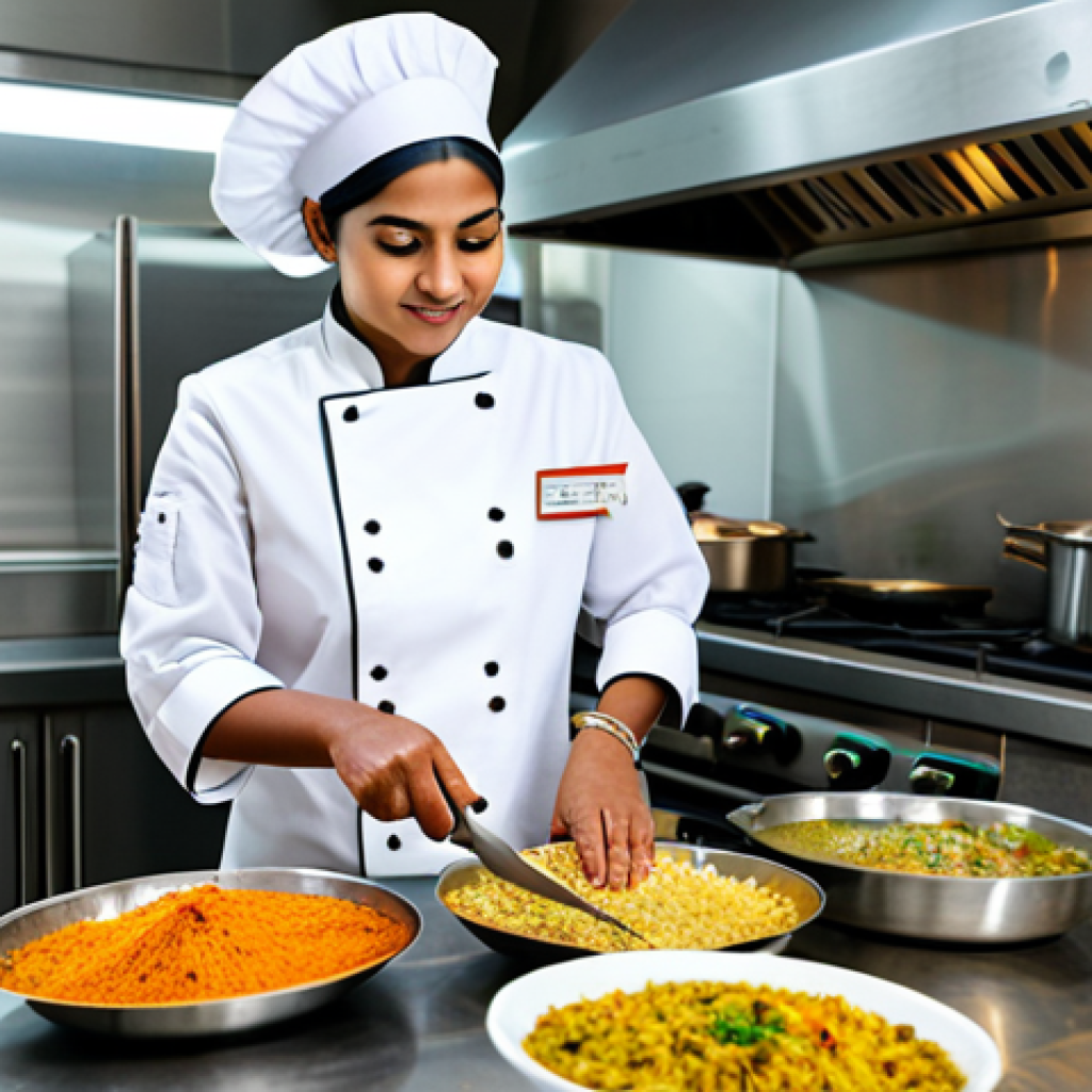 양식조리 자격증 취득 후 해외 취업 가능성 - ** A professional female chef, fully clothed in a modest, crisp white chef's coat and hat, preparing...