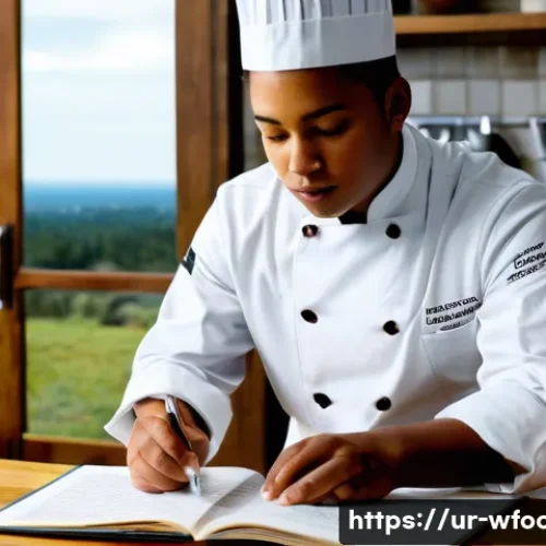 Home 30 양식조리 기능사 시험 기출 문제 분석 - **Prompt:** A young, focused chef, dressed in a clean, white chef's jacket, is diligently studying f...