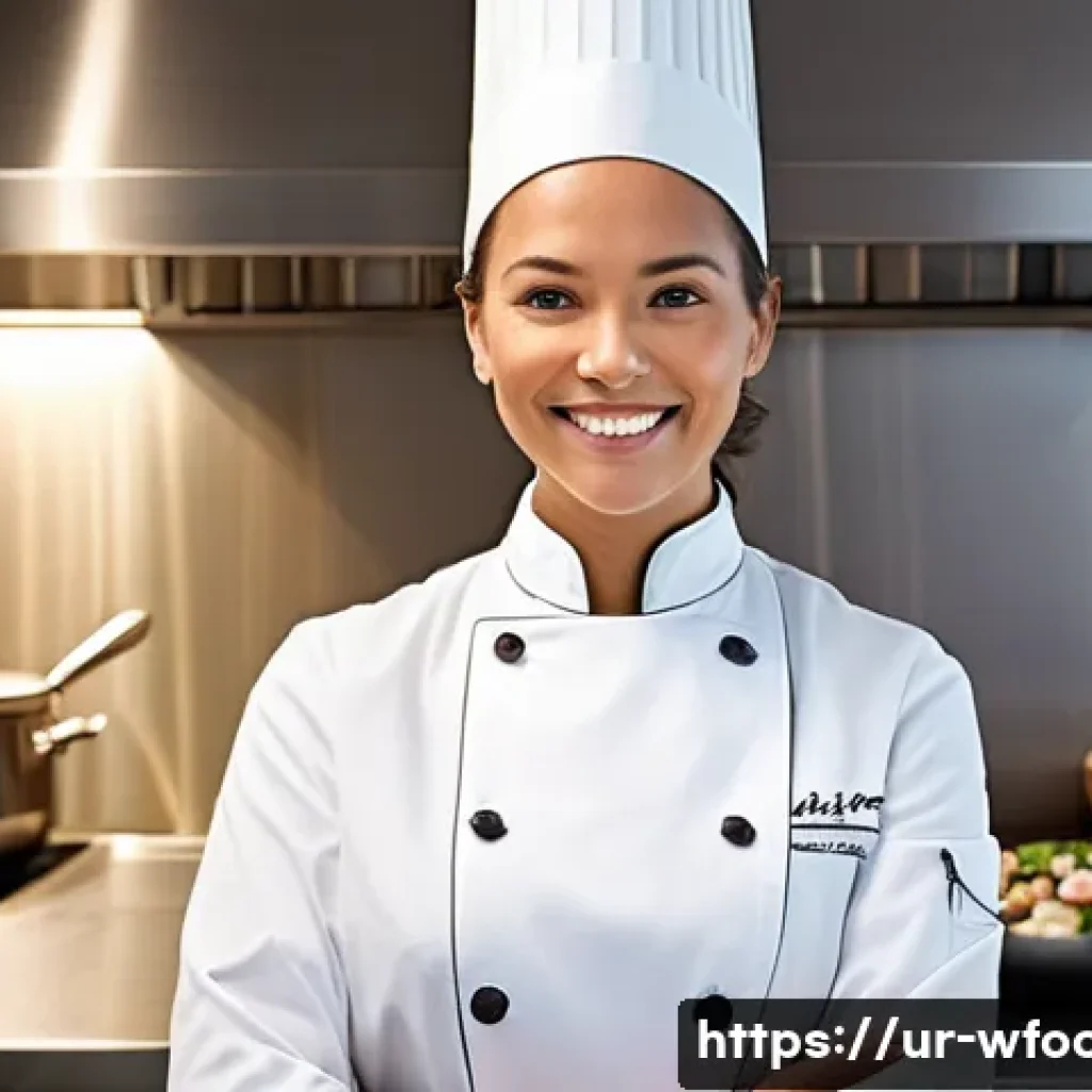 조리사 취업 준비 포트폴리오 작성법 - **Prompt 1: The Chef's Culinary Journey Portfolio**
"A confident and passionate female chef, dre...