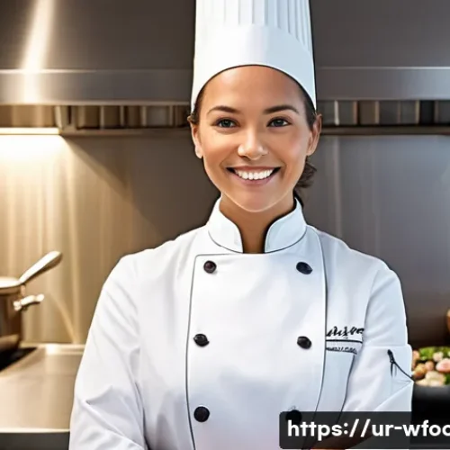 Home 15 조리사 취업 준비 포트폴리오 작성법 - **Prompt 1: The Chef's Culinary Journey Portfolio**
"A confident and passionate female chef, dre...
